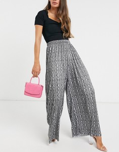 Плиссированные широкие брюки со звериным принтом ASOS DESIGN-Мульти