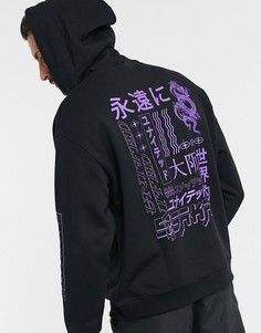 Худи черного цвета в стиле oversized с принтом ASOS DESIGN-Черный