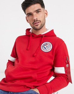 Красный хлопковый худи с начесом Alpha Industries