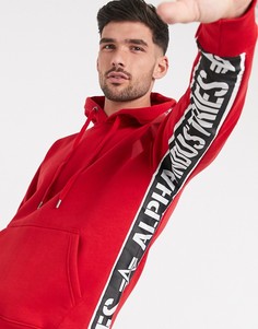 Красный хлопковый худи с начесом Alpha Industries