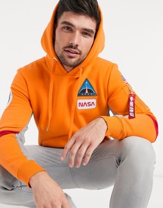 Оранжевый хлопковый худи с начесом Alpha Industries