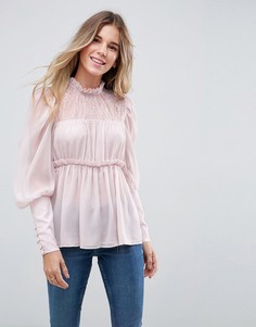 Свободная блузка с кружевом ASOS DESIGN-Розовый