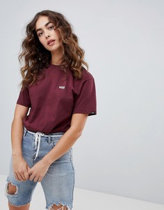 Бордовая футболка с маленьким логотипом Vans-Красный