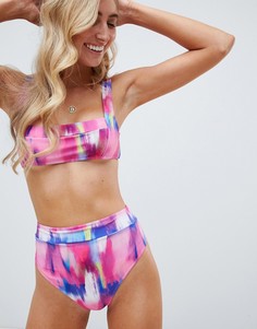Плавки бикини с завышенной талией и принтом ASOS DESIGN-Мульти
