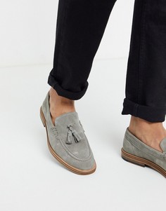 Серые замшевые лоферы с кисточками Walk London-Серый