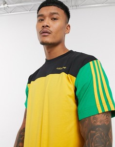 Золотистая футболка со вставками adidas Originals-Желтый
