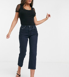 Темные прямые джинсы с завышенной талией ASOS DESIGN Petite-Синий