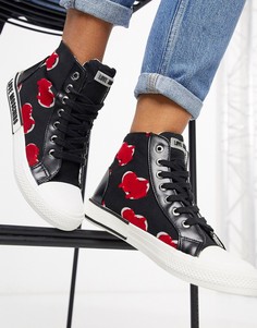 Высокие черные кроссовки с логотипом Love Moschino-Черный