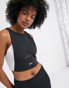 Черный спортивный бюстгальтер с сетчатой вставкой Reebok Training