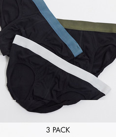 Набор из 3 трусов с контрастным поясом ASOS DESIGN - Скидка-Черный