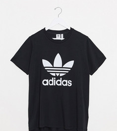Черная футболка с логотипом-трилистником adidas Originals Plus-Розовый