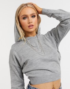 Серый трикотажный худи в рубчик Fashionkilla