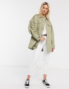 Шалфейно-зеленая oversized-куртка в стиле милитари ASOS DESIGN​​​​​​​-Зеленый