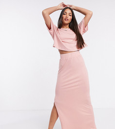 Эксклюзивная розовая юбка в рубчик для дома ASOS DESIGN Tall-Серый