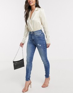 Синие джинсы скинни средней посадки River Island-Синий