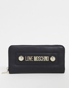 Черный большой кошелек с заклепками Love Moschino