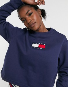 Джемпер с круглым вырезом и флагом Tommy Jeans-Темно-синий
