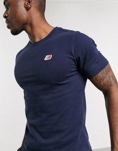 Темно-синяя футболка с логотипом New Balance-Темно-синий