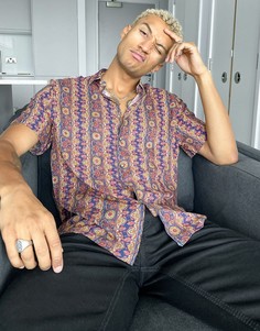 Рубашка классического кроя с принтом ASOS DESIGN-Темно-синий