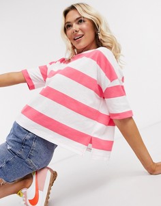 Ярко-розовый/белый кроп-топ в полоску ASOS DESIGN
