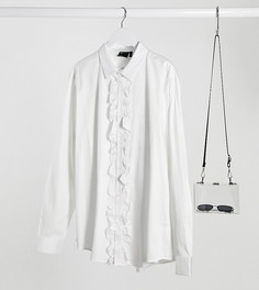 Белая зауженная рубашка с отделкой ASOS DESIGN Plus-Белый