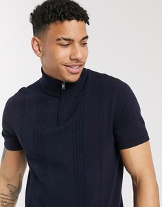 Темно-синяя футболка с молнией Burton Menswear-Синий