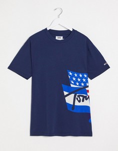 Темно-синяя футболка с логотипом Tommy Jeans-Темно-синий
