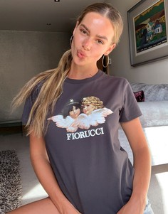 Темно-серая футболка с принтом ангелов в винтажном стиле Fiorucci-Серый