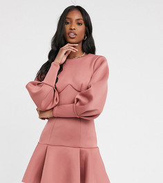 Платье мини с открытой спиной и длинными рукавами ASOS DESIGN Tall-Розовый