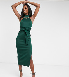Зеленое платье-футляр миди с присборенной талией ASOS DESIGN Tall-Зеленый