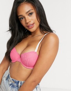 Розовый бюстгальтер-балконет с логотипом на бретелях Calvin Klein