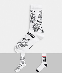 Набор из 2 пар спортивных носков с рисунком ASOS DESIGN Rick and Morty, скидка-Белый