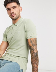 Поло зауженного кроя с кантом Calvin Klein Jeans-Зеленый