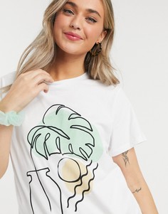 Белая футболка с рисунком растения ASOS DESIGN-Белый
