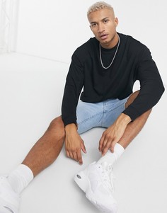 Черная oversize-футболка с длинными рукавами ASOS DESIGN-Черный