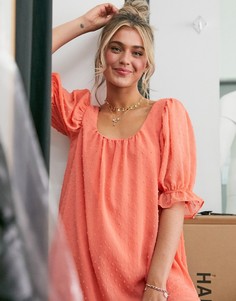 Коралловое платье мини в горошек добби ASOS DESIGN-Розовый