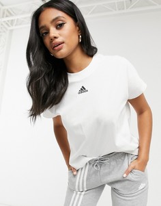 Черно-белая футболка с 3 полосками adidas-Белый