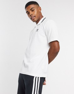 Белое поло из пике с логотипом-трилистником adidas Originals-Белый