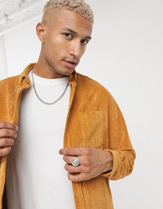 Свободная вельветовая рубашка в стиле 90-х горчичного цвета ASOS DESIGN-Желтый
