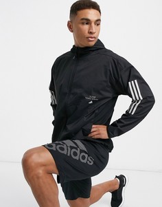 Черная куртка с капюшоном adidas-Черный