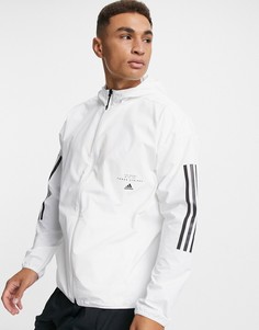Белая олимпийка с капюшоном adidas-Белый