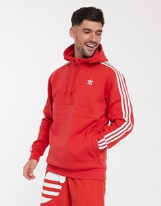 Худи красного цвета с 3 полосками adidas Originals-Красный