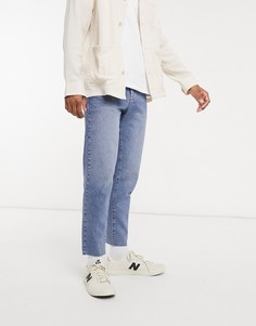 Голубые классические джинсы с необработанными краями ASOS DESIGN-Синий
