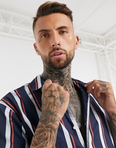 Темно-синяя рубашка в полоску Jack & Jones Originals-Темно-синий