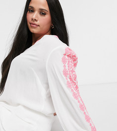 Белая блузка с вышивкой Simply Be-Белый