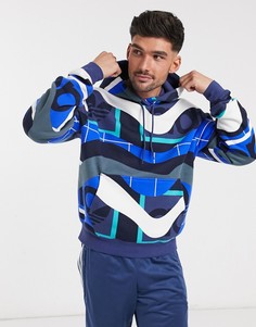Худи цвета индиго с принтом adidas Originals Catalog-Мульти
