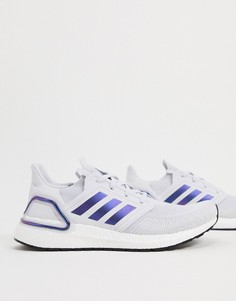Серые кроссовки с синей и черной отделкой adidas Ultraboost 20-Серый