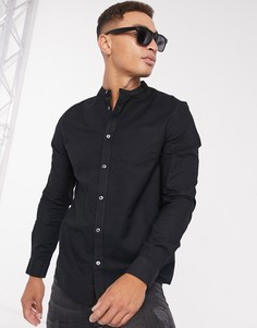 Черная оксфордская рубашка с воротником на пуговице Burton Menswear-Черный