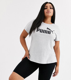 Серая футболка с логотипом Puma Plus Essentials-Серый