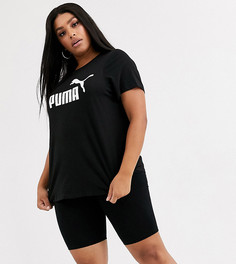 Черная футболка с логотипом Puma Plus Essentials-Черный